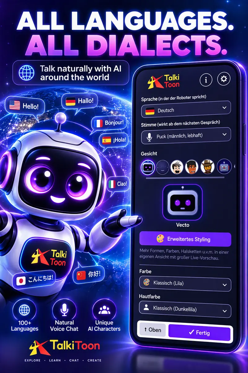 TalkiToon – Todos os idiomas e sotaques